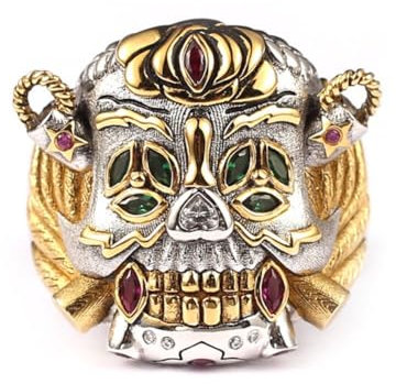 Housunzi The Expendables Glücks Offener ring Stallone Retro-Totenkopf ringe von Trendiger Daumenring Aus Dem Gleichen Film Schmuck Souvenir Cocktailparty Christmas Geschenke Accessoires Männer