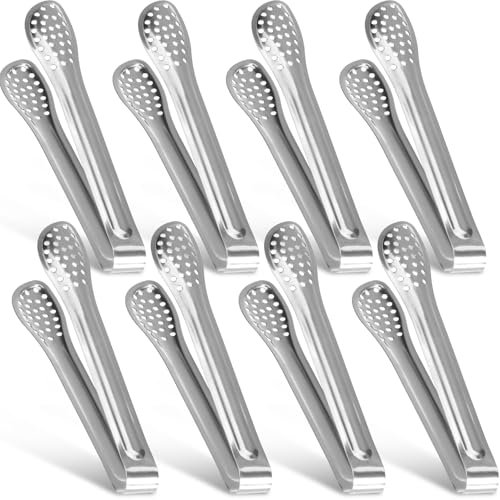 8 Stück Küchenzangen, 6 Zoll Edelstahl Lebensmittelzange mit Langem Griff, Servierzange für Party Bar Buffet Bbq Picknick Grillzange