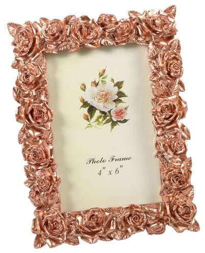 GETAJGHSD Rose Gold Photo Frame Decorate Picture Frames Office Desk Decor Photo Frames Tabletop Picture Frame Small Vintage Photo Frame Small Retro Picture Frame Picture Frame Ornament Resin
