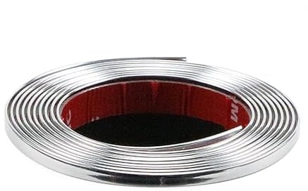 Modanatura cromata per auto, 5 m, colore argento, autoadesiva, universale, per carrozzeria, finestre, decorazione esterna (8 mm)