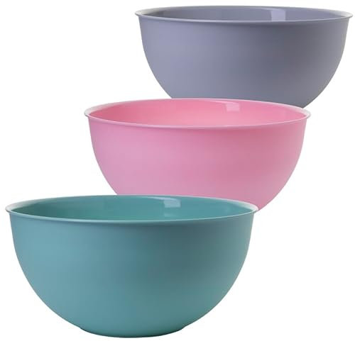 2friends Ciotola da 5 l, 13 x 24 cm, set da 3 pezzi, insalatiera, ciotola, plastica (PP), senza BPA, colore: grigio chiaro, rosa pastello, verde, Made in EU, modello: Iva