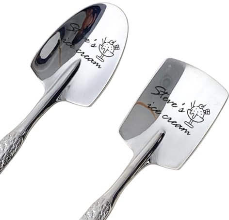 Nome personalizzato 2 Pcs Pala Forma di Caffè Dessert Cucchiaio Personalizzato Anniversario Fidanzamento Compleanno Regali di San Valentino per Coppia Acciaio Inox Ice Cream Espresso Frutta Cucchiaio