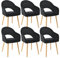 Goeurvant Lot de 6 chaises de Salle à Manger, rembourrées, Pieds en Bois, avec accoudoirs, siège en Velours, pour Cuisine, Salle à Manger, Cuisine, Noir
