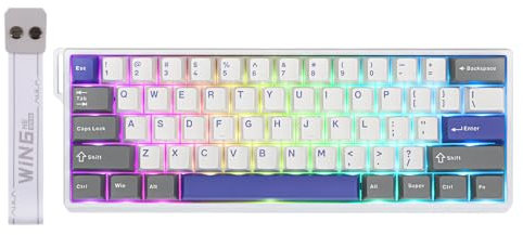 EPOMAKER AULA WIN60 HE 60% Wired Magnetic Keyboard with Adjustable Actuation, 8000 Hz Polling Rate, Hall Effect Switches, Hot-Swap, For FPS Games (Grey&White&Blue)