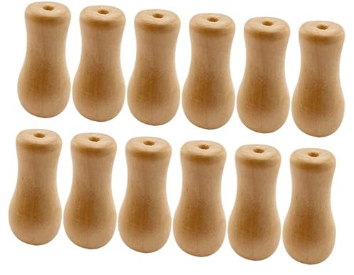 Garneck 12pcs Wooden Blind Pull Cord Ends - Elegant Wood Cord Drops Tassels for Window Blinds - Cream Blind Toggles for Curtains & Craft Projects & Stylish Knobs