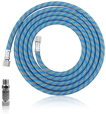 SRJQXH 3 Meter Airbrush Schlauch, Blau Kompressor Airbrush Luftschlauch mit Standard G1/8 Größe Armaturen an Beiden Enden, mit G1/8 Schnellanschlüssen