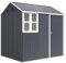 Outsunny 7 x 6 ft Garden Shed, Metal Shed with Single Door, Window and Air Vents, Galvanised Outdoor Lockable Tool Storage House, Dark Grey
