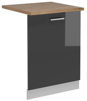 Vicco Coperchio per lavastoviglie R-Line, Antracite lucido, 60 cm, PL Rovere