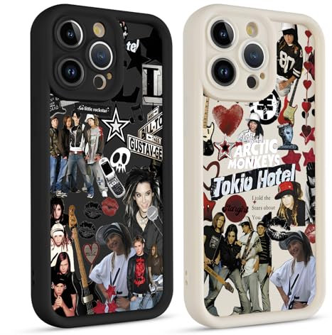 2 Stück Silicone Handyhülle für Apple iPhone 15 Hülle 6.1, Stoßfeste Kratzfeste Schutzhülle mit Tokio Hotel Pop-Rock-Band Cool Aesthetic Design Muster TPU Bumper Junge Cover Case, Cool