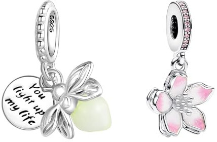 Annmors Firefly poudre cerisier fleur s925 bracelet femme collier pendentif