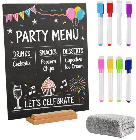 21 x 30 cm Tischtafelschild mit Standfuß, Mini Kreidetafel Schilder Store Food Schilder, Double-Sided Kreidetafel Zeichen, Kleine Tafel Set Message Boards für Party, Bar und Restaurant(1 Stück)