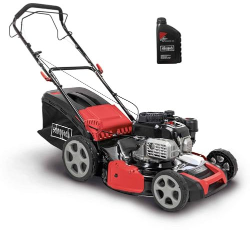 Scheppach MS175-51 Self-Propelled Petrol Lawn Mower | 51 cm Cutting Width | 6-in-1 Mowing & Mulching Function | 5.4 HP 4 kW Engine | Inc. 65L Grass Bag & 0.6L Engine Oil