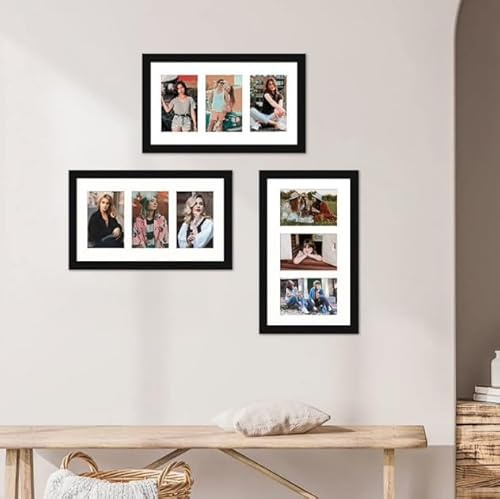 FrameHub Triple Aperture Photo Collage Frame – Fits 6x4, 7x5, or 8x6 Photos –Multi Colour (Black, For 3 Pictures 8x6