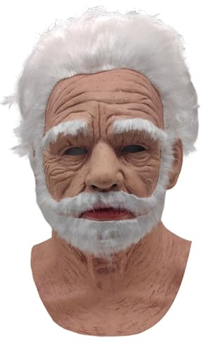 Halloween Latex Vollmaske, Alte Mann Maske Realistische Menschliche Faltenkopfmaske,Alter Mann Gesichtsbedeckung, Für Maskerade Silikon Halloween Maske (Khaki)
