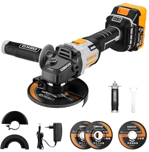 DEKOPRO Amoladora Angular 20V Sin Escobillas,125mm 8500RPM,Batería 4Ah,Corte Pulido Metal