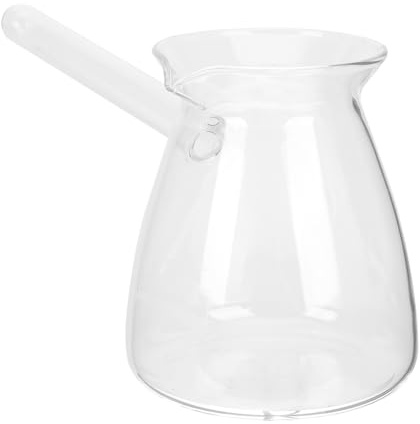BESPORTBLE Théière Turque Verre Épaissi avec Poignée Latérale Ergonomique Résistance Haute Température Verseuse Multifonction pour Lait Café et Thé Compatible Induction et Plaques Céramiques