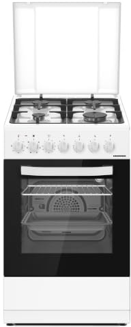HEINNER HFSC-S65MIXF-WH – 50×60 cm Kombi‑Herd mit 4 Gasbrennern & Elektrischem Backofen, Timer, Grill, Unterbau‑Schublade, Sicherheits‑Platte, White – 5 Jahre Garantie