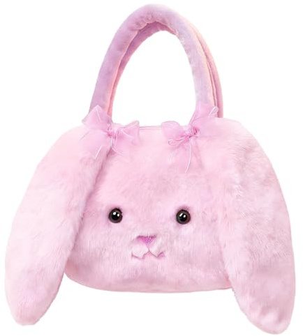 QIANAI Cesto di Orecchie da Coniglio Pasquale, Cesto Orecchie da Coniglio Pasquale, Borsa Tote In Peluche con Orecchie Coniglio, Borsa Portatile per Caccia Alle Uova, Cestino Pasquale Riutilizzabile
