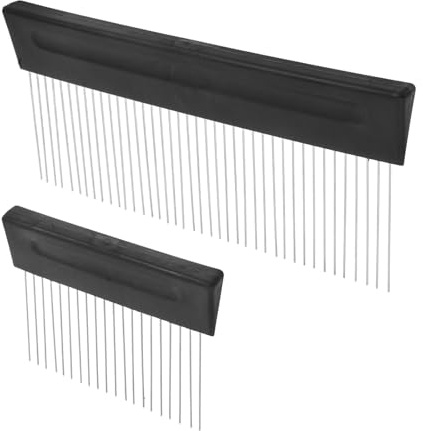 Mikikit 2pcs Stainless Steel Texture Comb Paint Scraper for Interior Wall Texture Tool with Scarifier Tines, Multifunctional Paintbrush Comb for DIY Wall Art and Plaster Pattern Making