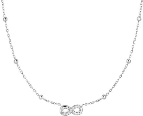 Luca Barra Collana Donna in Acciaio con Simbolo Infinito e Dettagli Brillanti, Modello CK2202