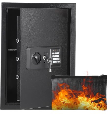 Garvee 54L Safe Tresor mit Zahlencode, Schlüssel & Feuerfester Tasche, Tresor für Zuhause / Hotel, Alarm, verstellbares Regal, Hotelsafes Bargeld, Schmuck & Dokumente, Wand-/Bodenmontage, 50*35*31CM