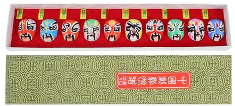 Kichvoe Lot de 10 Masques D'opéra Chinois en Argile, Décoratifs et Traditionnels, Détails Réalistes, pour Bureau ou Maison Plusieurs styles