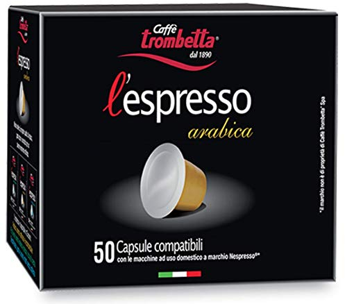 Caffè Trombetta, l'espresso arabica - Aroma elegante - 50 Capsule compatibili Nespresso