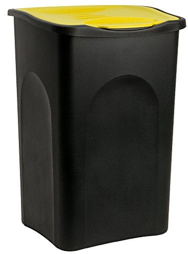 50 Liter Mülleimer mit Deckel Mülleimer Abfalleimer Schwarz Gelb