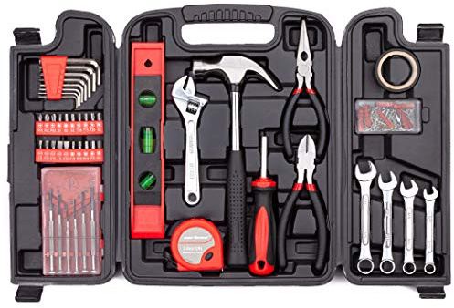 Cartman 136-Piece Tool Set - General Household Hand Tool Kit with Plastic Toolbox Storage Case