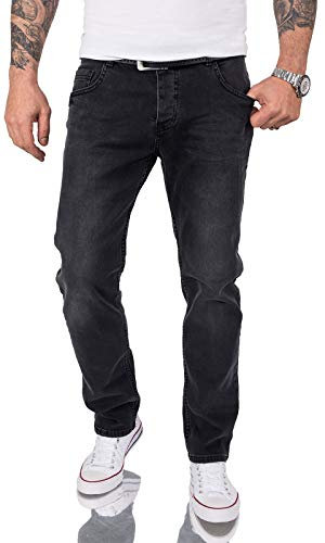 Rock Creek Herren Jeans Regular Fit Stretch Jeans Männerhose Herrenjeans Denim Hosen Herrenhose Straight Cut Stonewashed RC-2157 Schwarz W29 L32