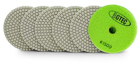 BGTEC Juego de almohadillas de pulido de diamante húmedo de 100 mm, 6 unidades, grano 1500, kit de construcción para granito, mármol, piedra, cuarzo, azulejos, hormigón