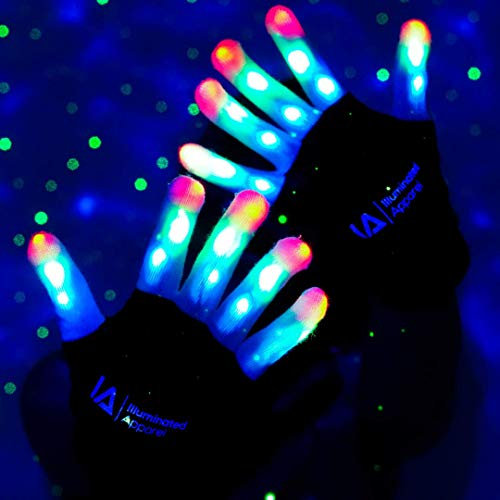 Illuminated Apparel Kids LED Light Up Flashing Gloves for Halloween Party Festival (4-7 Years)