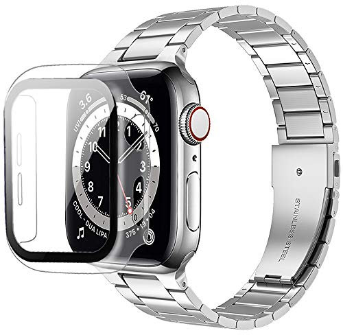 Miimall Correa + Funda para Apple Watch Series 4/5/6/SE 40mm, Correa de Respuesto de Acero Inoxidable y Carcasa con Protector de Pantalla para Apple Watch Series 4/5/6/SE 40mm