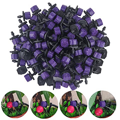 MSDADA-Gocciolatore Irrigazione,110 Pezzi Gocciolatore Impianto Automatico Micro Goccia,Irrigazione Tubo Gocciolatori,Regolabile,per Irrigazione Giardino, Prato e Vaso di Fiori(Viola)
