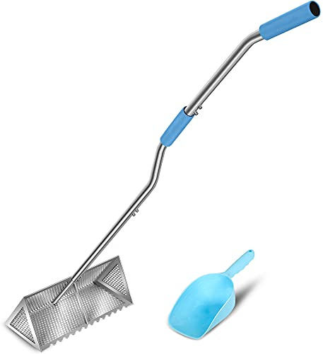 LOSTRONAUT Sand Flea Rake Pro | Mango ergonómico de 52 Pulgadas | Cesta Grande de 16 Pulgadas con Dientes Afilados | Rastrillos de Grado de Pesca Comercial Resistentes Incluyen Cuchara de Arena