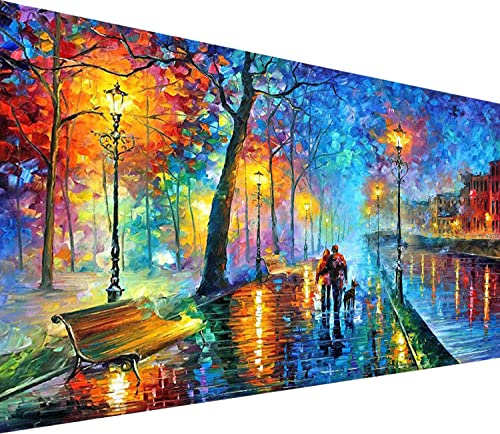 YALKIN 5D Diamond Painting Großes XXL 40x90cm Diamant Painting Bilder Zusammenfassung Street View Diamond Art Erwachsene Full DIY Diamant Kunst Malerei Stickerei Set Kreuzstich Bilder Home Wand Dekor
