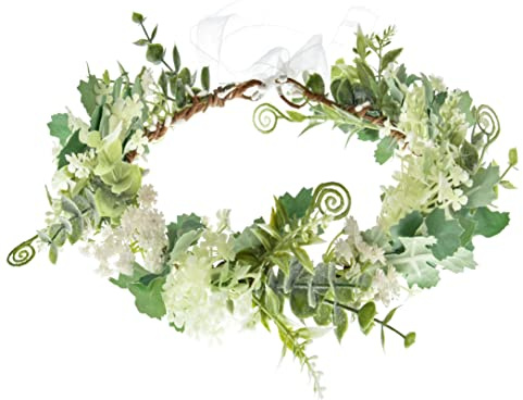 Künstlicher Babybreath grüner Kopfschmuck Brautschmuck Blumenkrone Eukalyptus Halo Hochzeit Blatt Blumen Krone Stirnband Foto Prop (05 grünes Blatt)