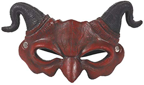 Halbgesichts Teufelsmaske aus PU Schaum Braun für Halloween Mottoparty