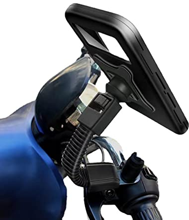 Wooauto Fahrrad Handyhalter,Wasserdichter Tragbare Outdoor Fahrradhalterung Motorrad Bike Lenker Tasche Motorrad Lenker Smartphone-Tasche mit 360-Grad-Drehung Für Handys GPS Navi,Motorrad Schwarz