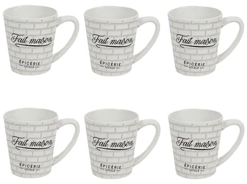 Paris Prix Lot de 6 Mugs en Porcelaine Brooklyn 30cl Blanc