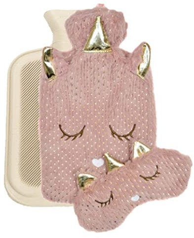 Unicorn Soft Plush Hot Water Bottle & Eye Mask Gift Set
