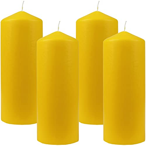 Bestgoodies Stumpenkerzen Wachskerzen Ø6cm x 17cm (4er Pack) Gelb - Lange Brenndauer, Hergestellt in EU, Kerzen Blockkerzen - Wachs Stumpen