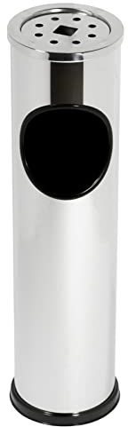 56 cm Standaschenbecher Ø 14,5 cm Edelstahl Standabfalleimer Standabfallbehälter Aschenbecher Windaschenbecher für Eingangsbereich draußen Stehaschenbecher Mülleimer mit Papierkorb