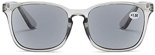MAGIMODAC Damen Herren Lesebrille mit Sonnenschutz Sonnenbrille getönte Lesebrillen mit sehstärke 1.0+ 1.5+ 2.0+ 2.5+ 3.0+ 3.5+ 4.0+(Tranparent Grau, 2.00)
