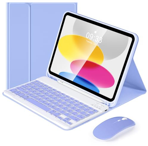 Lively Life Custodia per Tastiera con Mouse per iPad 11a Generazione (A16) 11 Pollici 2025, 10a Gene 10,9 Pollici 2022, Layout Italiano QWERTY, Tastiera Bluetooth, con Slot per Penna Stilo - Viola