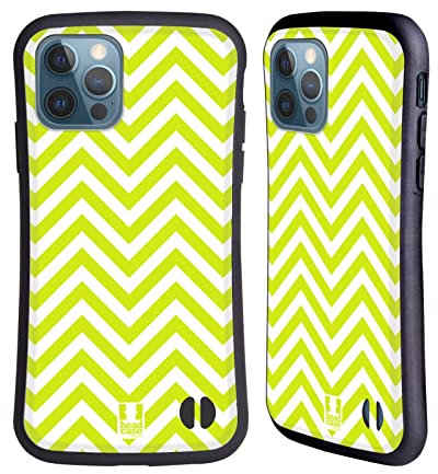 Head Case Designs Verde Lime Neon Zigzag Cover Ibrida Compatibile con Apple iPhone 12 / iPhone 12 PRO
