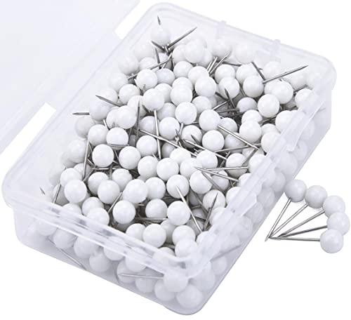 PINEPAN Pinnadeln Reißnägel Weiß 1/8 Zoll Rundkopf Nageltacks Weiß 200 Stück