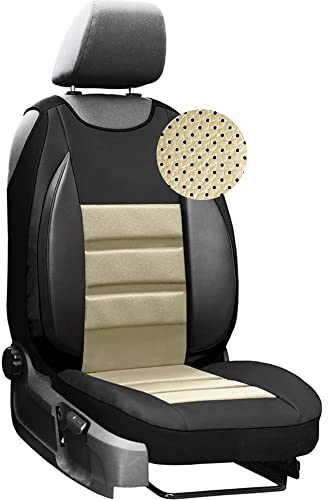 moto-MOLTICO Autositzbezüge – Autositzschoner Universalgröße - Sitzauflage Auto - Ökologisches Leder - Sitzbezug Auto Fahrersitz - Matte für Sitze im Auto - Schonbezug Autositz - Beige