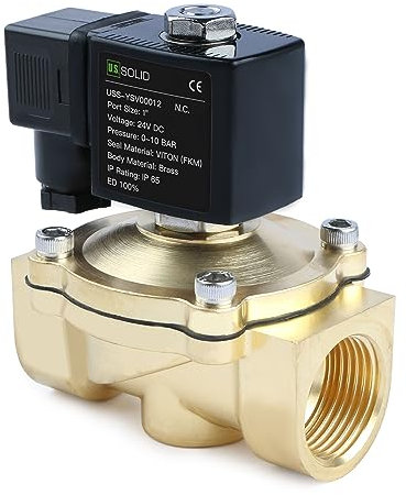U.S. Solid Elettrovalvola in ottone G 1 24 V DC normalmente chiusa 10 bar - Valvola acqua elettrica per acqua, aria, diesel, cherosene, benzina