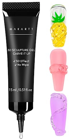 Makartt 3D Nail Gel for Nail Art - 15ml No Wipe Clear Sculpting Gel Polish, Multi-Use Nail Glue for Drawing, Molding & Decoration, Required UV/LED Light Cured